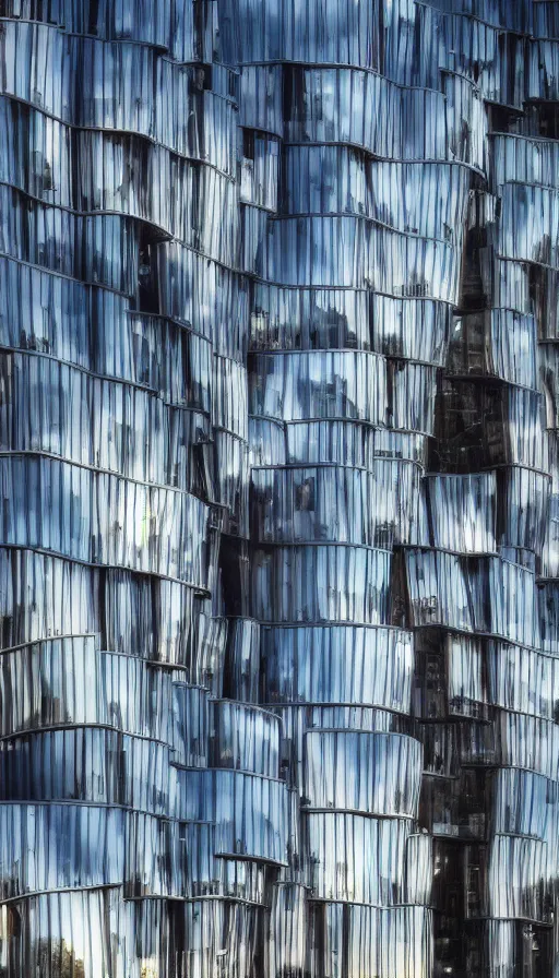 Prompt: hasselblad photograph of a frank gehry designed city. dappled lighting, very beautiful!!