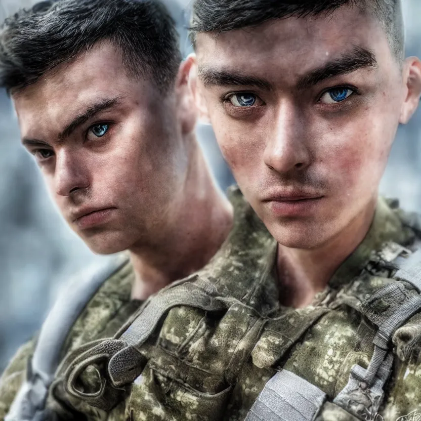 Image similar to portrait photo, highly detailed, high resolution, cosplay photo, stunning, bokeh soft, 100mm, trending on instagram, by professional photographer, realistic human anatomy, real human faces, soldier clothing, in gta5, shot with a canon, low saturation