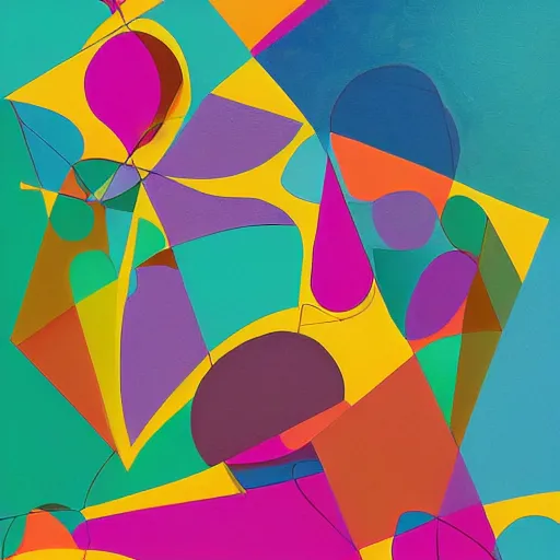 Image similar to Abstract painting rgeometric architectures blend with organic shapes, Pop Surrealism, Essence of street forms, Geometric structures and multicolored prints, Colorful, High Detail, Symmetry, Poster-H 768