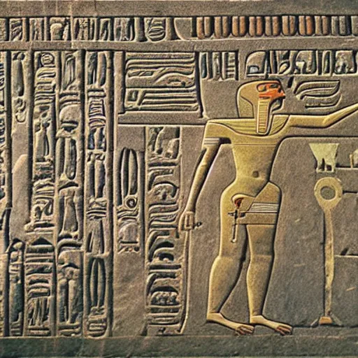 Image similar to kermit as an ancient egyptian hieroglyph