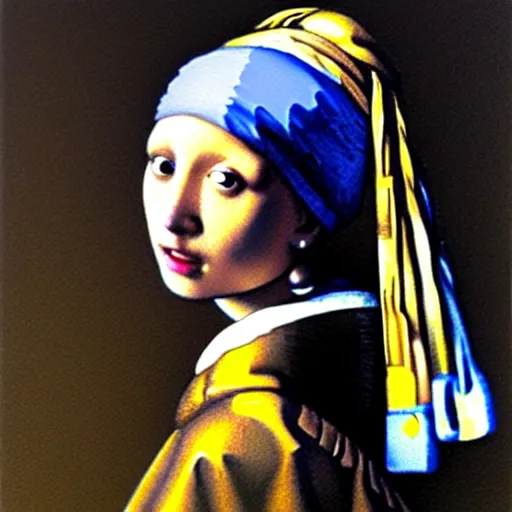 Image similar to Girl with a Pearl Earring in style of Beksinski