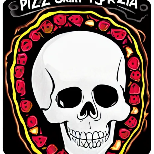 Prompt: pizza skull