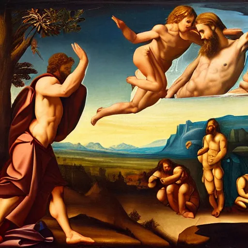 Prompt: Jesus christ painting the creation of Adam