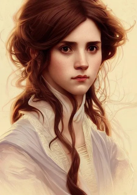 Image similar to hermione, intricate, elegant, highly detailed, digital painting, artstation, concept art, smooth, sharp focus, illustration, art by artgerm and greg rutkowski and alphonse mucha and william - adolphe bouguereau