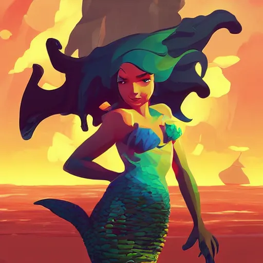 Image similar to painting mermaid treasure on sea of thieves game avatar hero smooth face median photoshop filter cutout vector, behance hd by jesper ejsing, by rhads, makoto shinkai and lois van baarle, ilya kuvshinov, rossdraws global illumination