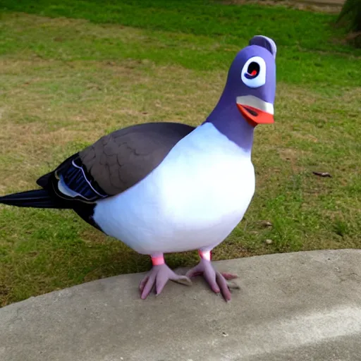 Image similar to anthropomorphic carrier pigeon cosplaying as jim carrey