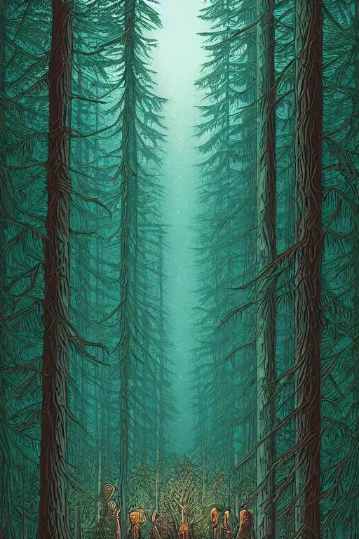 Image similar to A forest by Dan Mumford