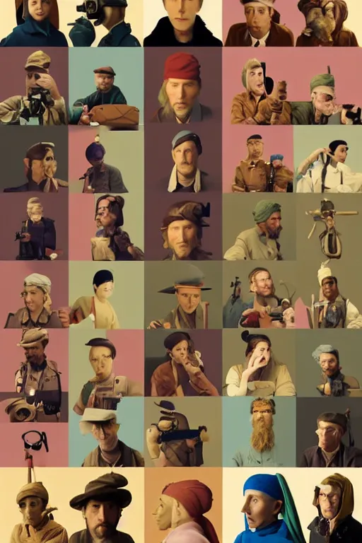 Image similar to beautiful wes anderson color palette movie 3 5 mm film still, only one head single portrait team fortress 2 scout the girl with the pearl earring as the team fortress 2 scout team fortress 2 scout team fortress 2 scout scout team fortress 2 scout, absurdly beautiful, elegant, photographic ultrafine hyperrealistic detailed face wes anderson, vintage, retro,