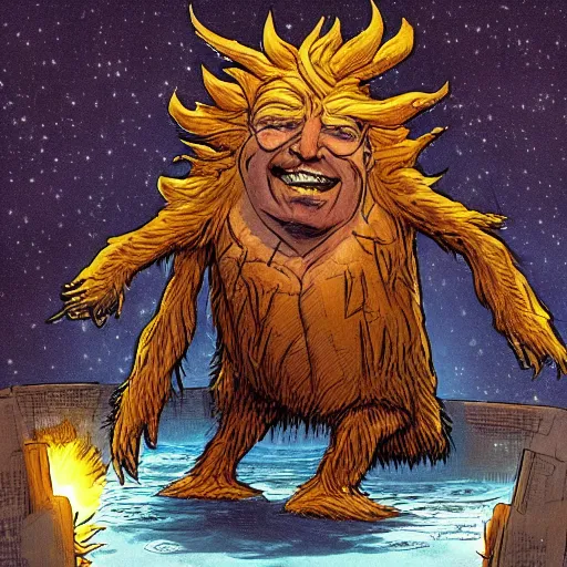 Image similar to donald trump as the thing from fantasic 4