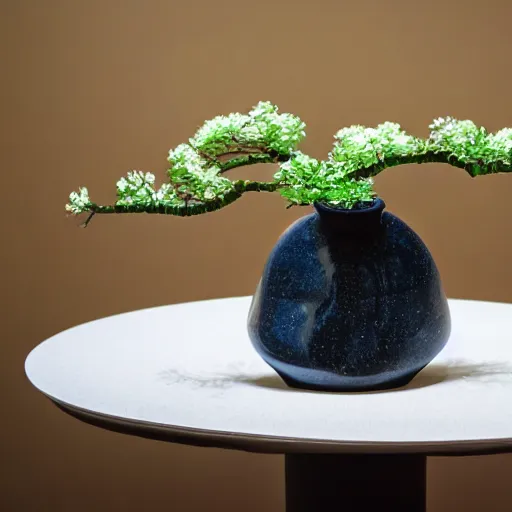 Image similar to a photo of 8k Ikebana, ohararyu, wide angle, sony a7r3, ultra detail, photorealistic, in simple background