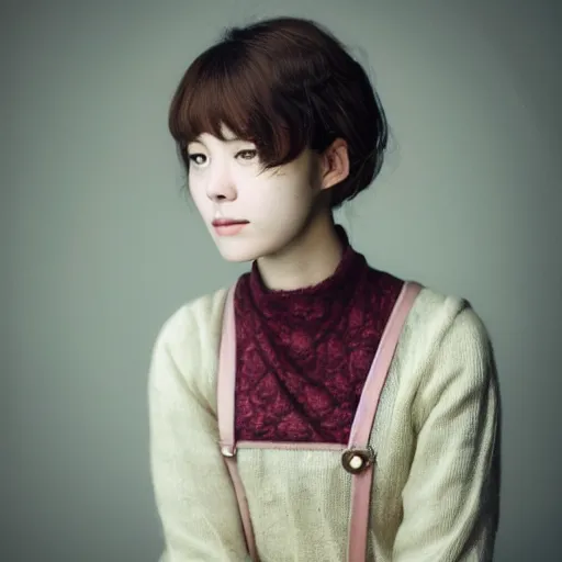 Image similar to a portrait photo of a beautiful young woman who looks like a korean carrie mulligan