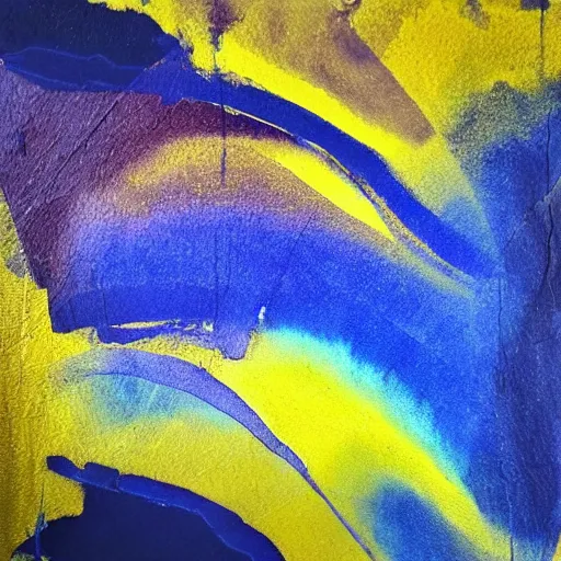 Prompt: abstract, blue, purple, yellow, burnt umber, nice composition