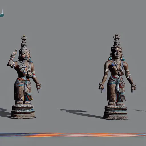 Prompt: 3d render, Statue Indian Gods, Unreal engine, white background, Isometric 8k