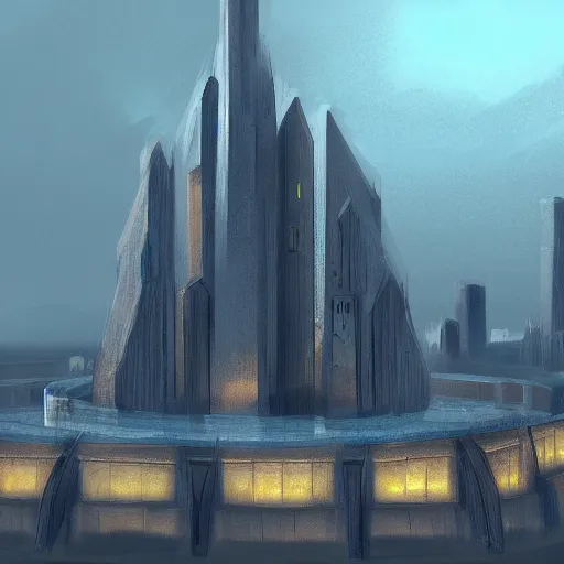 Minas Tirith as a modern, futuristic city. Digital Art