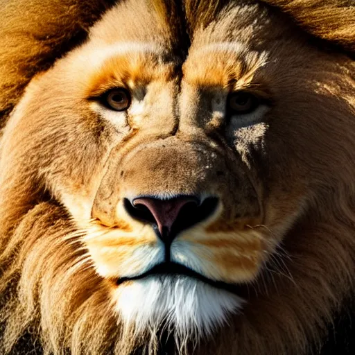 Prompt: a furry fuzzy ball with the face of a lion, 4 k