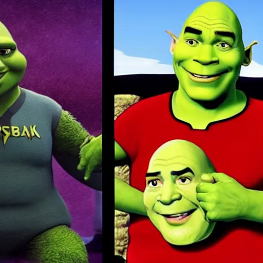 Image similar to Shrek as captain Picard in Startrek the next generation