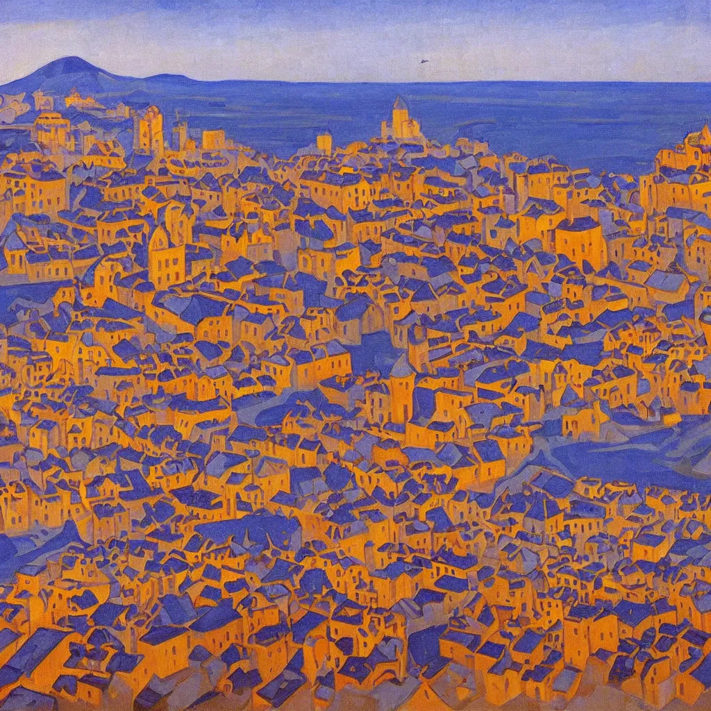 Prompt: city of stavropol, city landscapes, city photos, art by nicholas roerich,