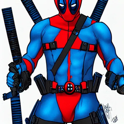 Image similar to blue deadpool