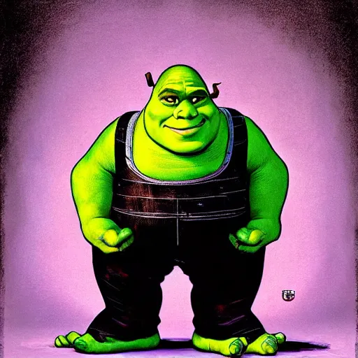 Prompt: prompt : shrek wearing a tuxedo portrait soft light painted by james jean and katsuhiro otomo and erik jones, inspired by akira anime, smooth face feature, intricate oil painting, high detail illustration, sharp high detail, manga and anime 1 9 9 9