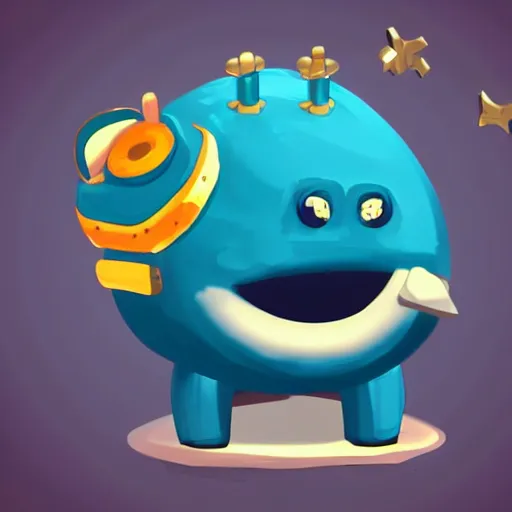 Image similar to a cute chubby cannon, stylized, hand painted, digital art, blue scheme, mobile game