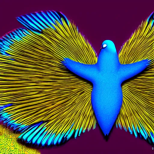 Image similar to An electric blue dove. Colourful. High detail. Unreal 5. God. digital art