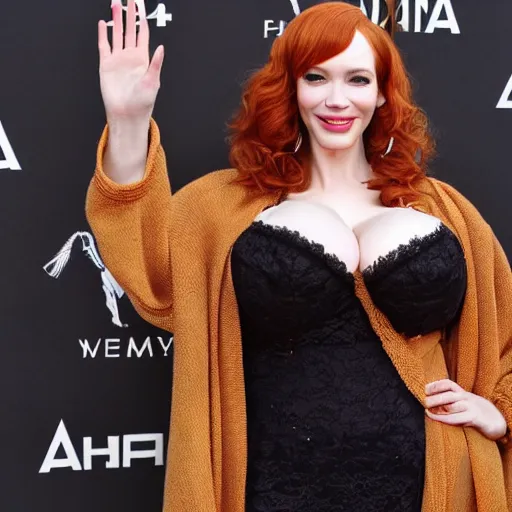 Image similar to christina hendricks hands up,