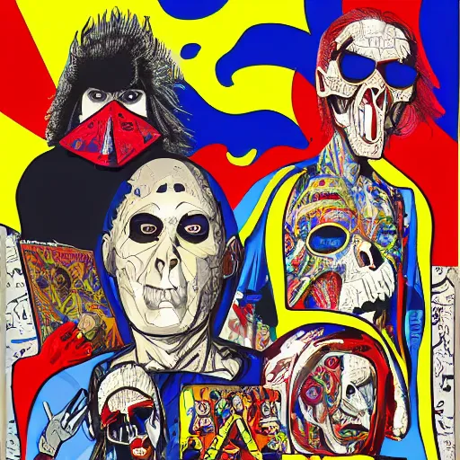 Prompt: taliban punk and rock and roll. pop art style images. symmetrical anatomy. ornate. without duplication of images. digital painting. confident posse. concept art. beautiful detailed. artstation.. sharp focus. ilustration art by diego fazio and mel ramos and peter blake and ed ruscha and peter max and takashi murakami