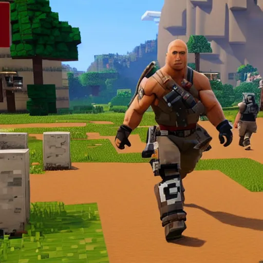 Image similar to dwayne the rock johnson as fortnite apex pokemon minecraft cs : go mario overwatch blizzard tft rainbow six siege roblox league animal crossing hearthstone yugioh sims god of war fifa sonic borderlands skyrim fallout zelda wither cyberpunk red dead screenshot from pokemon