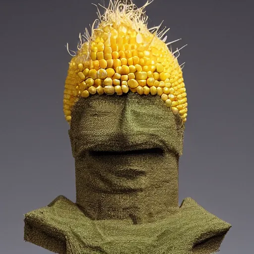 Prompt: A man made of corn