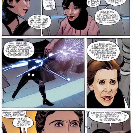 Image similar to leia organa fights darth vader