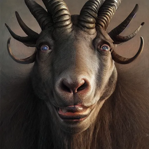 Image similar to vladimir putin, anthropomorphic bald prehistoric goat, vladimir putin hybrid, toothless, horror, macabre by donato giancola and greg rutkowski and wayne barlow and zdzisław beksinski, realistic face, digital art