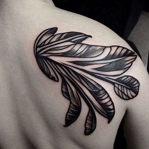 Image similar to half leaf half feather tattoo