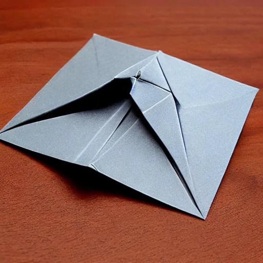 Image similar to High detail Origami Terminator, folded sheet metal, high quality, precision origami folds