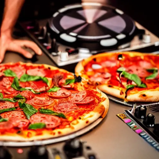 Image similar to pizza on the dj decks