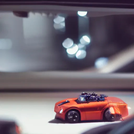 Image similar to Film still of 'Robot Future 2045'. Convertible car action scene. Sigma 85mm f/1.4