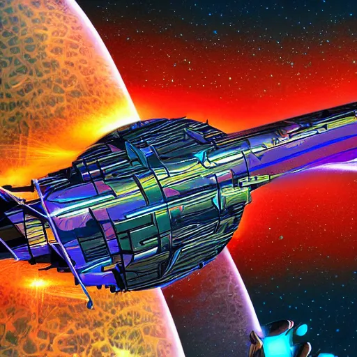 Image similar to the young crew pilot the dimension shuttle across the multiversal plane, digital art, stunning detail