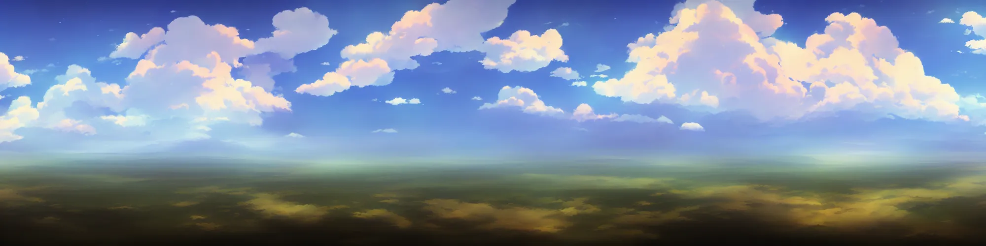 Prompt: panorama view of the sky. matte painting, anime, studio ghibli. professional digital painting, artstation, concept art, smooth, beautiful, cinematic