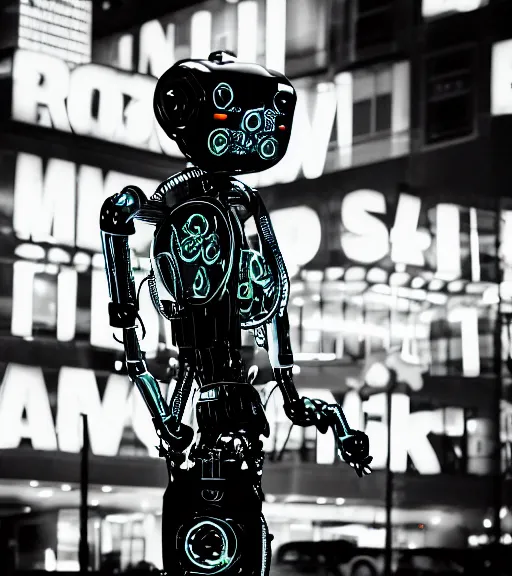 Prompt: portrait of robot lowlight neon lights, cinematic,4k,35mm,street photo, epic