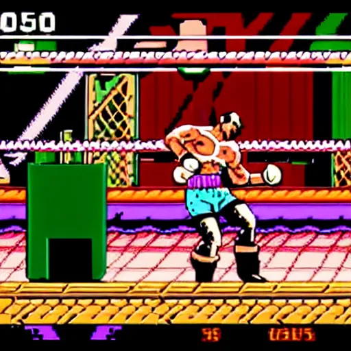 Prompt: macho man randy savage as an opponent in super punch out