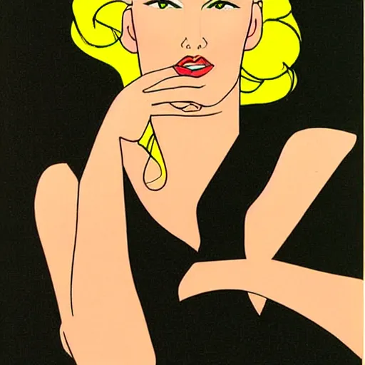 Prompt: confused fashion model, 1 9 8 4. painting by patrick nagel.