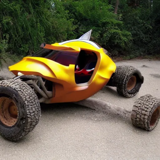 Image similar to a dune buggy that looks like an ankylosaurus