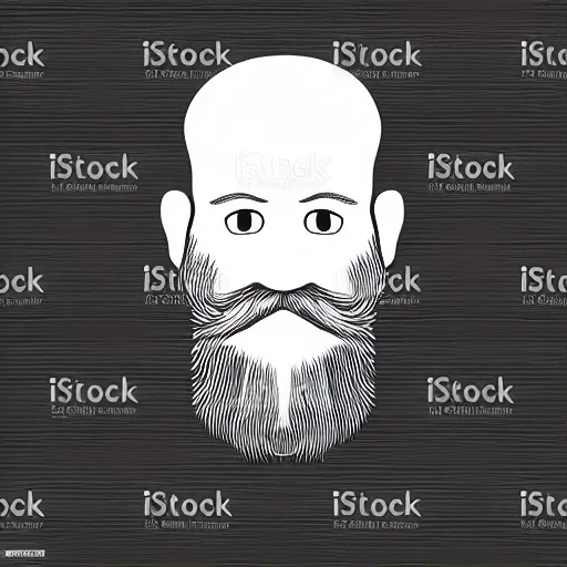 Image similar to bearded man turns bowl on woodlathe, vector art, simple, clean, black and white