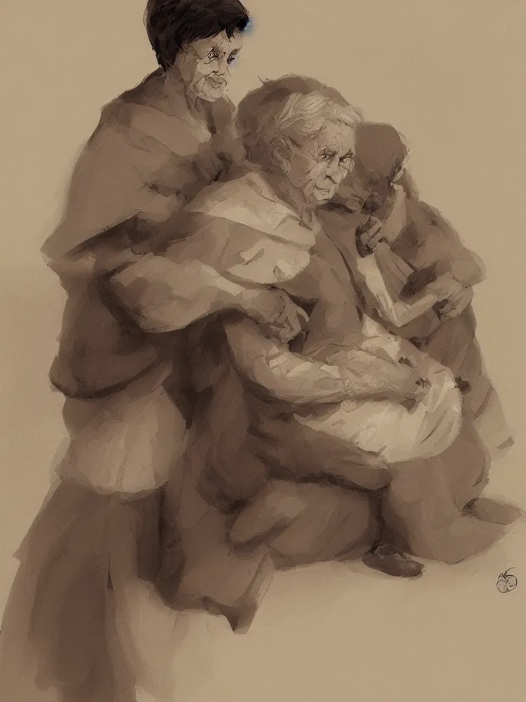 Image similar to grandmother by Disney Concept Artists, blunt borders, rule of thirds