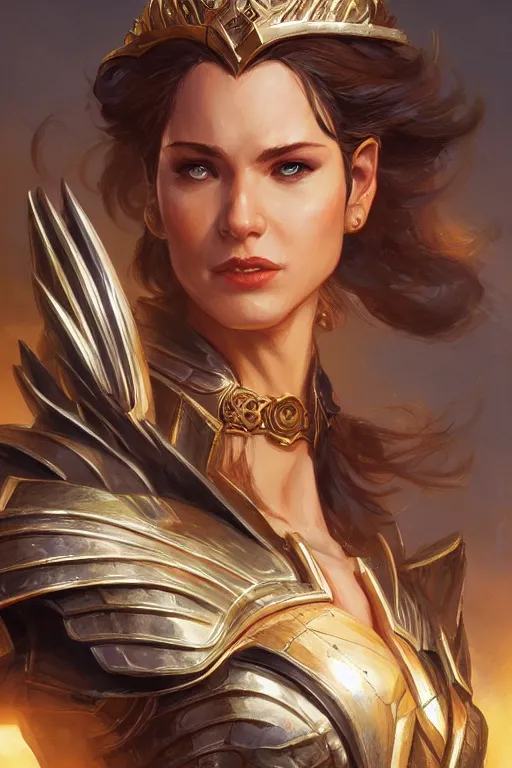 Image similar to amazon valkyrie athena, d & d, fantasy, portrait, highly detailed, headshot, digital painting, trending on artstation, concept art, sharp focus, illustration, art by artgerm and greg rutkowski and magali villeneuve