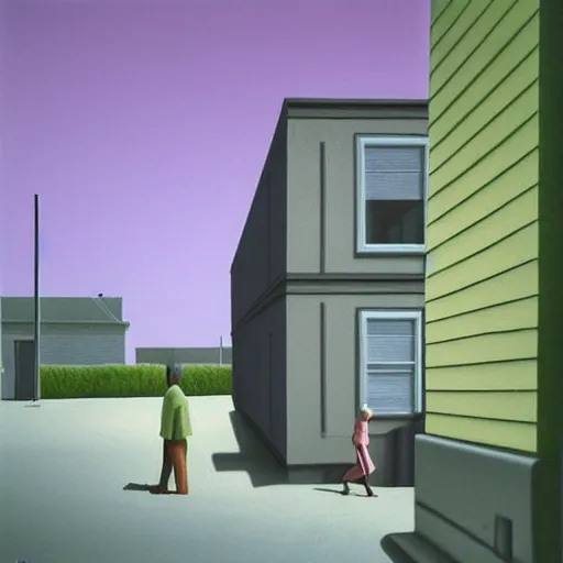 Image similar to pastel 3 d minimalist, street scene by jeffrey smart and gregory crewdson