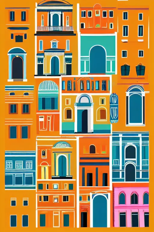 Prompt: minimalist boho style art of colorful rome, illustration, vector art