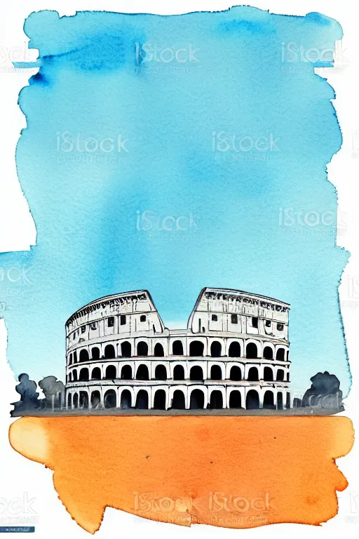 Image similar to minimalist watercolor art of rome, illustration, vector art