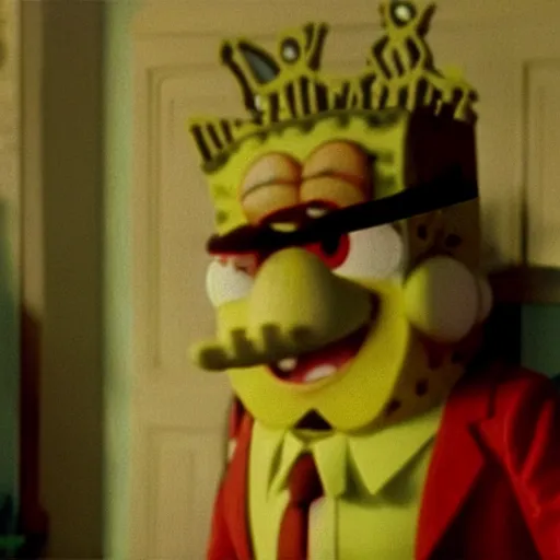 Image similar to A still of Spongebob in the Godfather (1972)