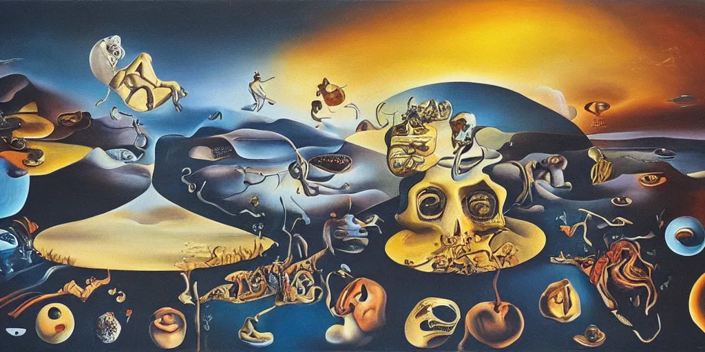 Image similar to the world between death and life, surrealistic detailed painting, by damien gilley and salvador dali