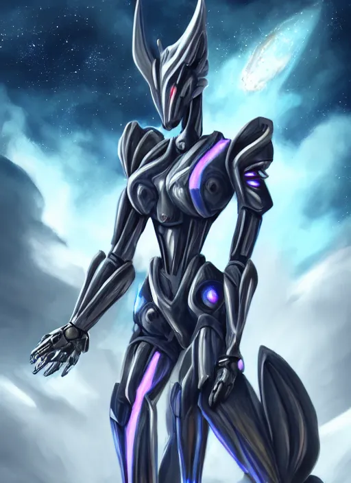 Image similar to cinematic goddess shot, cosmic sized perfectly proportioned stunning beautiful hot anthropomorphic robot mecha female dragon, in space, nebula sized, larger than galaxies, galaxy floating in palm, sleek silver armor, epic proportions, epic size, epic scale, digital art, furry art, macro art, dragon art, giantess art, warframe fanart, furaffinity, deviantart